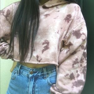 Cropped Pink Tie Dye Sweatshirt